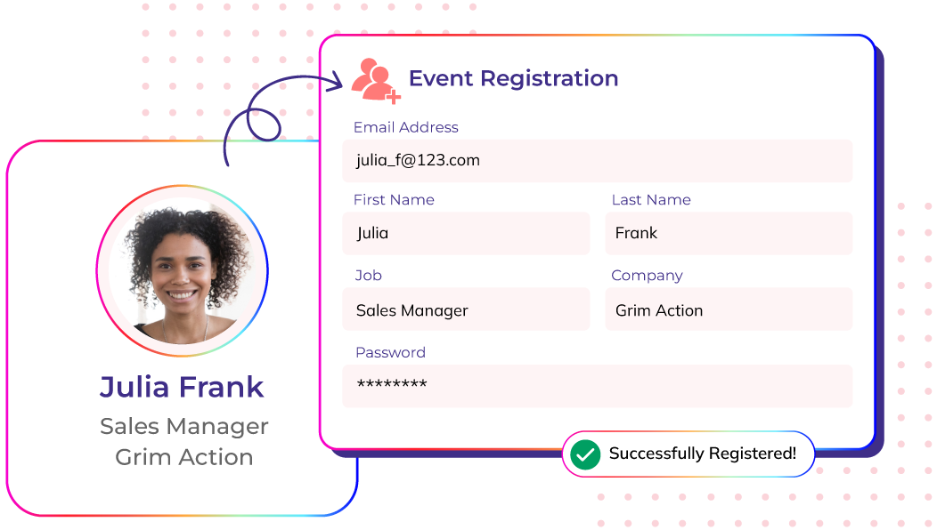 self managed event Registration form